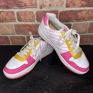 Barbie by Mattel Women's Casual Court Sneaker Pink/White/Yellow Shoes Sz 10